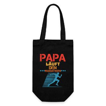 Läufer PAPA LÄUFT DEN MARATHON Laufen Lustiges - Geschenkbeutel für Flaschen - Schwarz - Vorne
