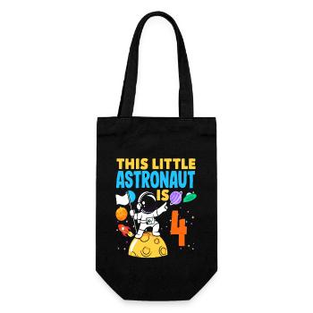 This little astronaut is 4 - Gift Bag for Bottles - black - Front