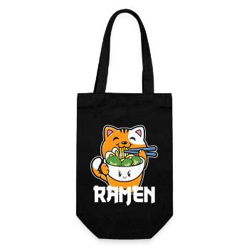 Ramen chat mignon Kawaii Illustration - Sac à bouteille - noir - Devant