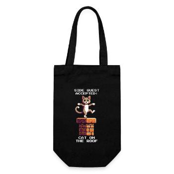 Schornsteinfeger Katze Dach Nebenquest Retro Pixel - Geschenkbeutel für Flaschen - Schwarz - Vorne