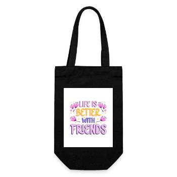 Life is Better with friends - Geschenkbeutel für Flaschen - Schwarz - Vorne
