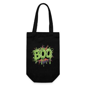 Gruseliges Boo für Halloween Fans - Geschenkbeutel für Flaschen - Schwarz - Vorne