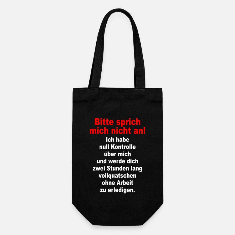 Bitte Sprich Mich Nicht An Ironie Sarkasmus Büro - Geschenkbeutel für Flaschen - Schwarz
