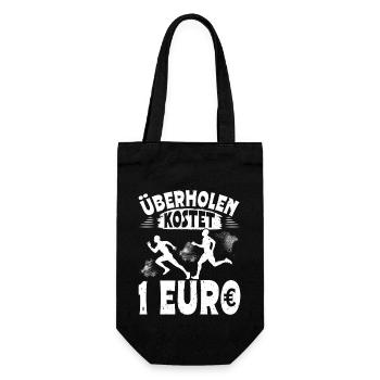 Läufer ÜBERHOLEN KOSTET 1 EURO Laufen Lustiges - Geschenkbeutel für Flaschen - Schwarz - Vorne