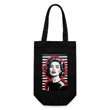Stylish Retro Portrait with Striped Pattern - Gift Bag for Bottles - black - Front