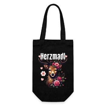 Herzmadl Shirt Damen Trachtenshirt Dirndl T-Shirt - Geschenkbeutel für Flaschen - Schwarz - Vorne