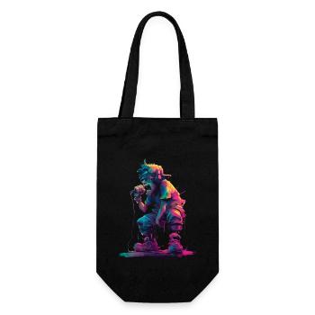 Colorful Rapper Comic Style Urban Music Graphic - Gift Bag for Bottles - black - Front