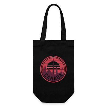 Kanada Skyline Silhouette Kunstwerk - Geschenkbeutel für Flaschen - Schwarz - Vorne