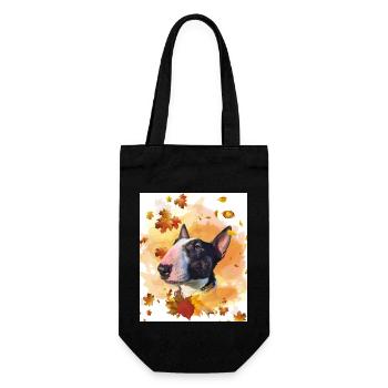 Miniatur Bullterrier Herbst - Geschenkbeutel für Flaschen - Schwarz - Vorne