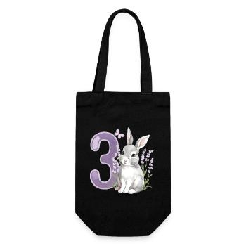 3. Geburtstag 3 Jahre Hase Häschen Lavendel Lila - Geschenkbeutel für Flaschen - Schwarz - Vorne