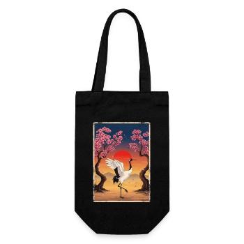 Japanese Crane Cherry Blossom - Gift Bag for Bottles - black - Front