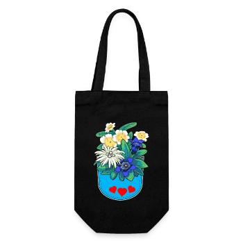 Alpen Blumen Österreich Tirol Schweiz Blume - Geschenkbeutel für Flaschen - Schwarz - Vorne