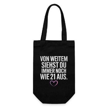 Von Weitem Siehst Du Wie 21 Aus Geburtstag Party - Geschenkbeutel für Flaschen - Schwarz - Vorne