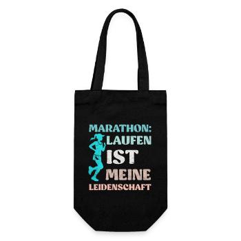 Läuferin MARATHON LAUFEN IST MEINE LEIDENSCHAFT - Geschenkbeutel für Flaschen - Schwarz - Vorne
