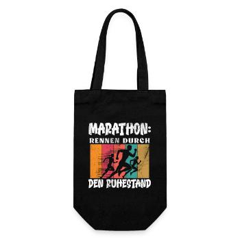 Rentner MARATHON RENNEN DURCH DEN RUHESTAND Lustig - Geschenkbeutel für Flaschen - Schwarz - Vorne