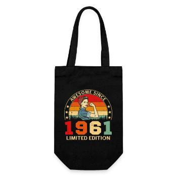 1961 Vintage Retro Birthday Gift - Gift Bag for Bottles - black - Front