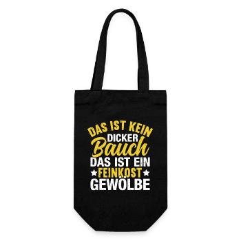 Das ist kein dicker Bauch – Feinkostgewölbe Fun Sh - Geschenkbeutel für Flaschen - Schwarz - Vorne