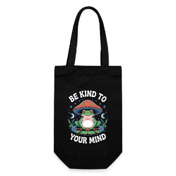Sei Freundlich Zu Deinem Geist Frosch Meditation - Geschenkbeutel für Flaschen - Schwarz - Vorne