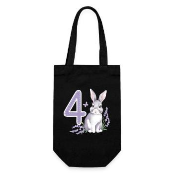 4. Geburtstag 4 Jahre Hase Häschen Lavendel Lila - Geschenkbeutel für Flaschen - Schwarz - Vorne