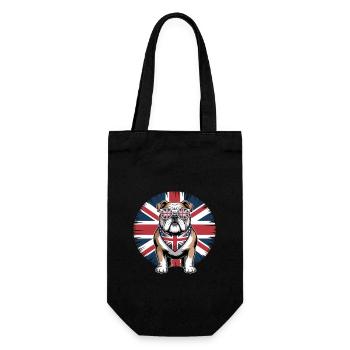 Englische Bulldogge Mit Union Jack Brille - Geschenkbeutel für Flaschen - Schwarz - Vorne