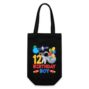 12 Geburtstag Junge Astronaut Ballons - Geschenkbeutel für Flaschen - Schwarz - Vorne