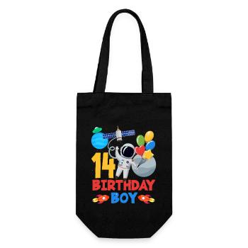 14 Birthday Boy Astronaut Space Adventure - Gift Bag for Bottles - black - Front