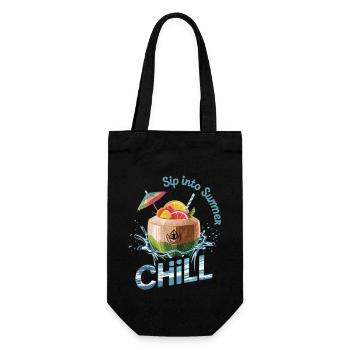 Urlaubsshirt mit Kokosdrink - Geschenkbeutel für Flaschen - Schwarz - Vorne