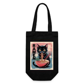 Ramen Katze Im Japanischen Stil - Geschenkbeutel für Flaschen - Schwarz - Vorne