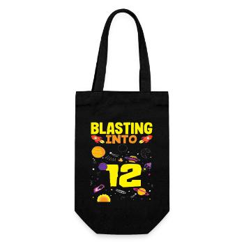 Space adventure for the 12th birthday - Gift Bag for Bottles - black - Front