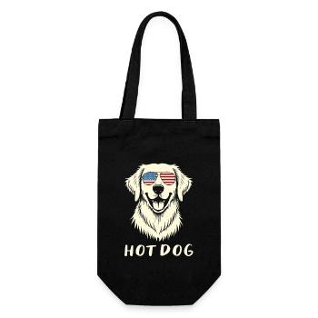 Golden Retriever with Sunglasses 4th of July Hotdog - Gift Bag for Bottles - black - Front