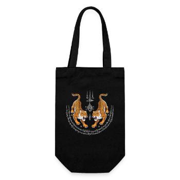 Thailand Sak Yant Thai Twin Tiger - Geschenkbeutel für Flaschen - Schwarz - Vorne