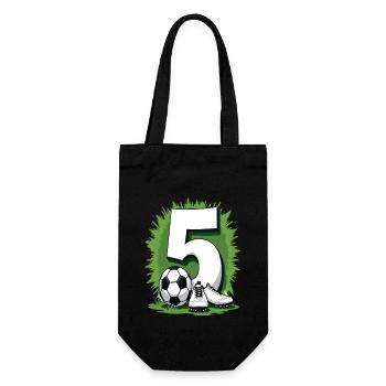 Fußball Geburtstag 5 Jahre Jungen Geschenk - Geschenkbeutel für Flaschen - Schwarz - Vorne