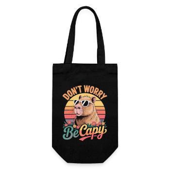 Don't Worry Be Capy - Retro Capybara - Gift Bag for Bottles - black - Front