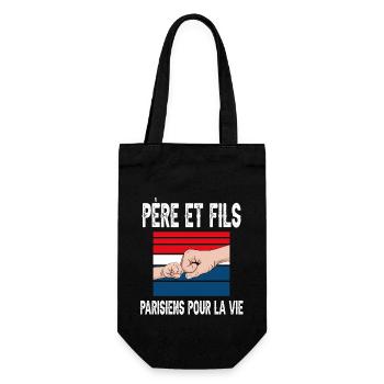 père et fils papa paris parisien fête des pères - Sac à bouteille - noir - Devant