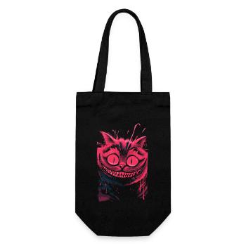 Grinsekatze Neon – düstere verrückte Katzenkunst - Geschenkbeutel für Flaschen - Schwarz - Vorne