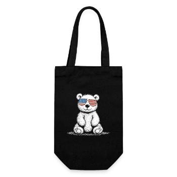 Funny teddy bear with US sunglasses - Gift Bag for Bottles - black - Front
