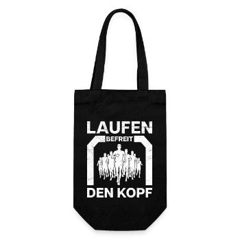 LAUFEN BEFREIT DEN KOPF Läufer Lustiges - Geschenkbeutel für Flaschen - Schwarz - Vorne