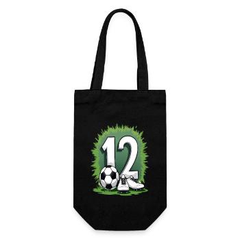 Fußball Geburtstag 12 Jahre Jungen Geschenk - Geschenkbeutel für Flaschen - Schwarz - Vorne