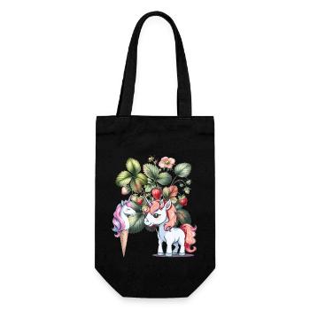 Strawberry Unicorn Kids Girls Women Teen - Gift Bag for Bottles - black - Front