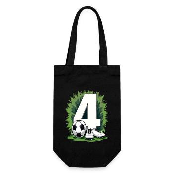 Fußball Geburtstag 4 Jahre Jungen Geschenk - Geschenkbeutel für Flaschen - Schwarz - Vorne