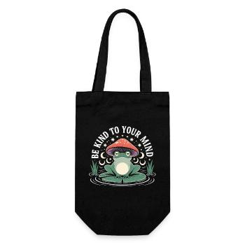 Meditating frog on water lily - Gift Bag for Bottles - black - Front