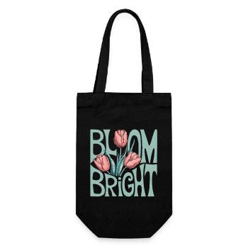 Bloom Bright Tulpen Illustration Frühlingshaftes - Geschenkbeutel für Flaschen - Schwarz - Vorne