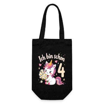 Licorne mignonne 4e anniversaire pour les filles - Sac à bouteille - noir - Devant