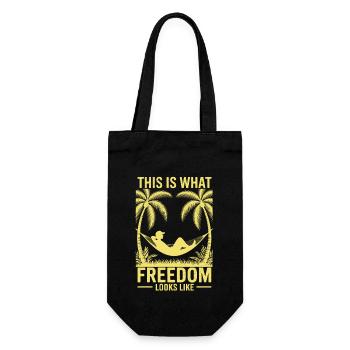 Freedom Vacation Relaxing Hammock Palm Trees Sun Tee - Gift Bag for Bottles - black - Front