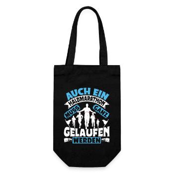 Läufer AUCH EIN HALBMARATHON MUSS GELAUFEN WERDEN - Geschenkbeutel für Flaschen - Schwarz - Vorne