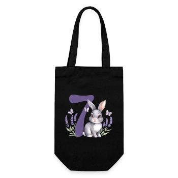 7. Geburtstag 7 Jahre Hase Häschen Lavendel Lila - Geschenkbeutel für Flaschen - Schwarz - Vorne