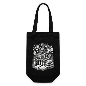 Retro Book Lover Floral Book Design in - Gift Bag for Bottles - black - Front
