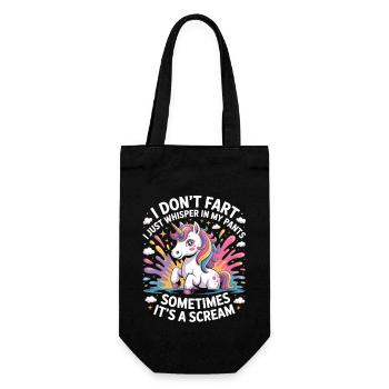 Lustiges Einhorn Furz Shirt - Einhorn mit Spruch - Geschenkbeutel für Flaschen - Schwarz - Vorne