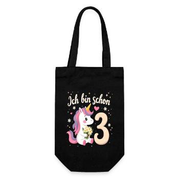 Licorne mignonne 3ème anniversaire pour les filles - Sac à bouteille - noir - Devant