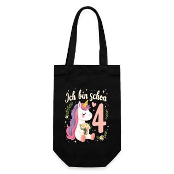 Licorne mignonne 4e anniversaire pour les filles - Sac à bouteille - noir - Devant